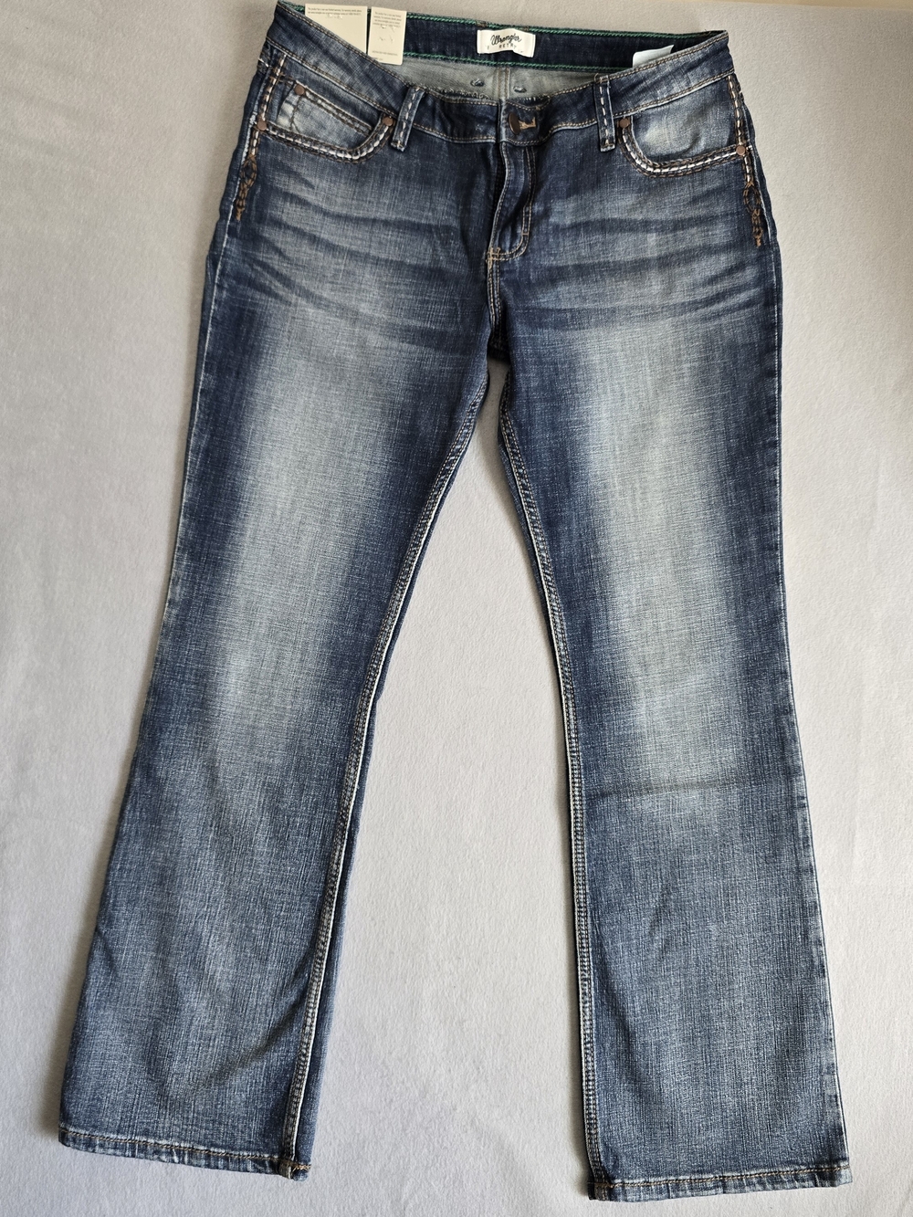 NWT Wrangler Retro 32/13x32 Low Rise Boot Cut Wash Blue Jeans Western Boho Cute